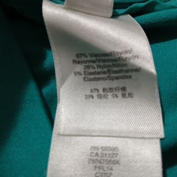 DKNY size 0 aqua sleeveless sheath dress cut out neckline knee length - Picture 10 of 10